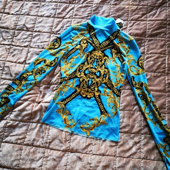 Statement VERSACE inspired sheer turtlenck ~ AFRM size S ~ new with tags - Picture 1 of 4